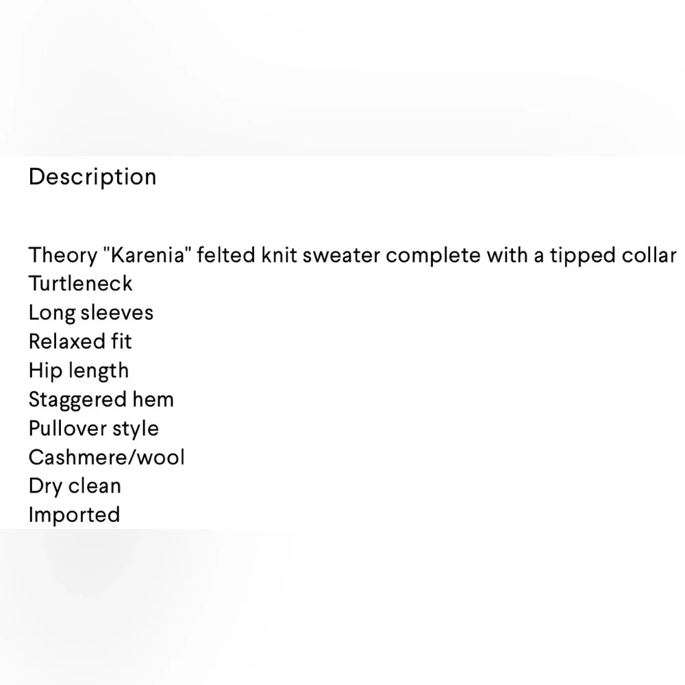 Theory Karenia Turtleneck Felted Wool Cashmere Sweater size P
